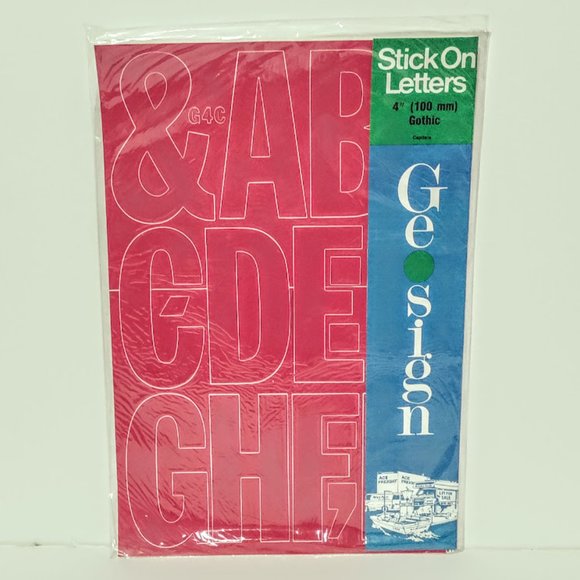 GEOSIGN Stick On Red Letters 4" inches Gothic - Picture 1 of 3